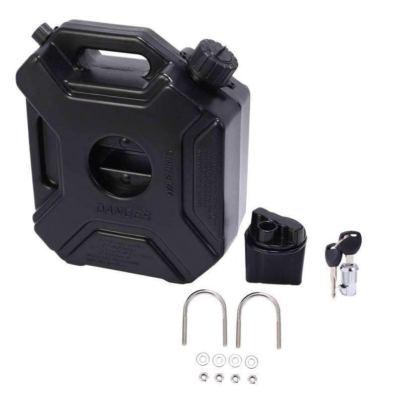 Senmubery 5L Liter Schwarzer Kraftstoff Tank K？Nnen Auto Motorrad Ersatzbenzin ？Ltank Backup Jerrycan KraftstoffkrüGe Kanister mit Schloss & SchlüSsel von Senmubery