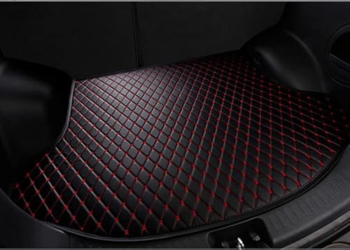 Senrn Auto Leder kofferraummatte für BMW X1 F48 2015-2019 2020 2021 2022, Antirutsch Kratzfest Kofferraumwanne Schutzmatte Auto Interieur Zubehör,Black-Red von Senrn