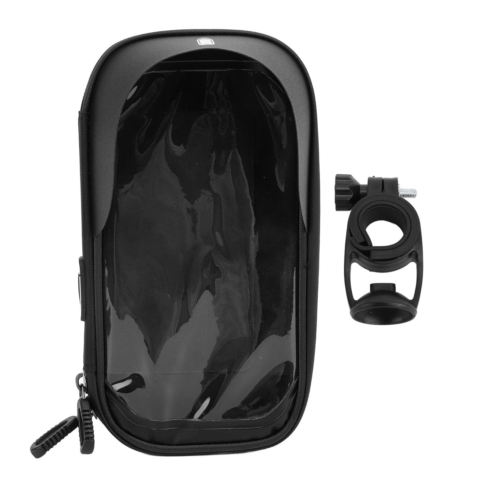 Elektrofahrrad Telefon Mount Bag Wasser Fahrrad Telefonhalter empfindlicher Touchscreen -Fahrradbeutel mit vorderem Sonnenschutz Doppel Reißverschluss (Black) von Senrusa