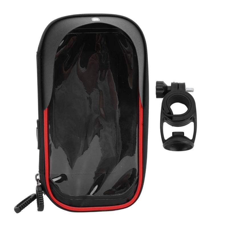 Elektrofahrrad Telefon Mount Bag Wasser Fahrrad Telefonhalter empfindlicher Touchscreen -Fahrradbeutel mit vorderem Sonnenschutz Doppel Reißverschluss (Red) von Senrusa