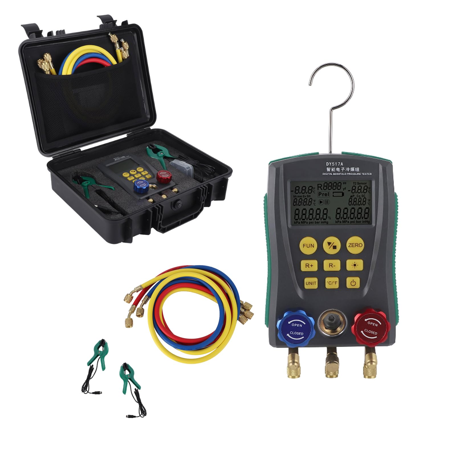 Digitales Kältemanometer, Doppeldruck und Doppeltemperaturtest, 89 Kältemitteldrücke, Integrierte 32 Bit Digitalverarbeitungs und Datenerfassungseinheit Zum Testen und Warten von Klimaanlagen von Septpenta