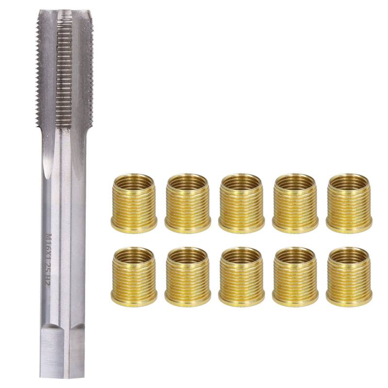 Zündkerzengewinde Reparaturwerkzeug, Aus Verzinktem Edelstahl, M14 X 1,25 Gewindeeinsatz M16 X 1,25 Gewindebohrer für 14 MM X 1,25 MM Zündkerzen von Septpenta