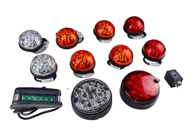 Sertplas Defender LED Scheinwerfer Farbe, Led Licht Upgrade kit, Led Lampe 12 Teile, Deluxe Set Beleuchtung mit E-Zertifikat für Defender Off-Road td4,td5 90/110 von Sertplas