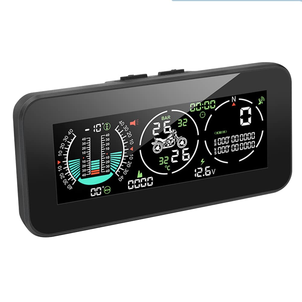 Sessleger 1 Set F3 Motorrad 3 in 1 Reifendruckmesser Geschwindigkeitsmesser GPS Tachometer Steigungsmesser TPMS LCD Digital HUD schwarz von Sessleger