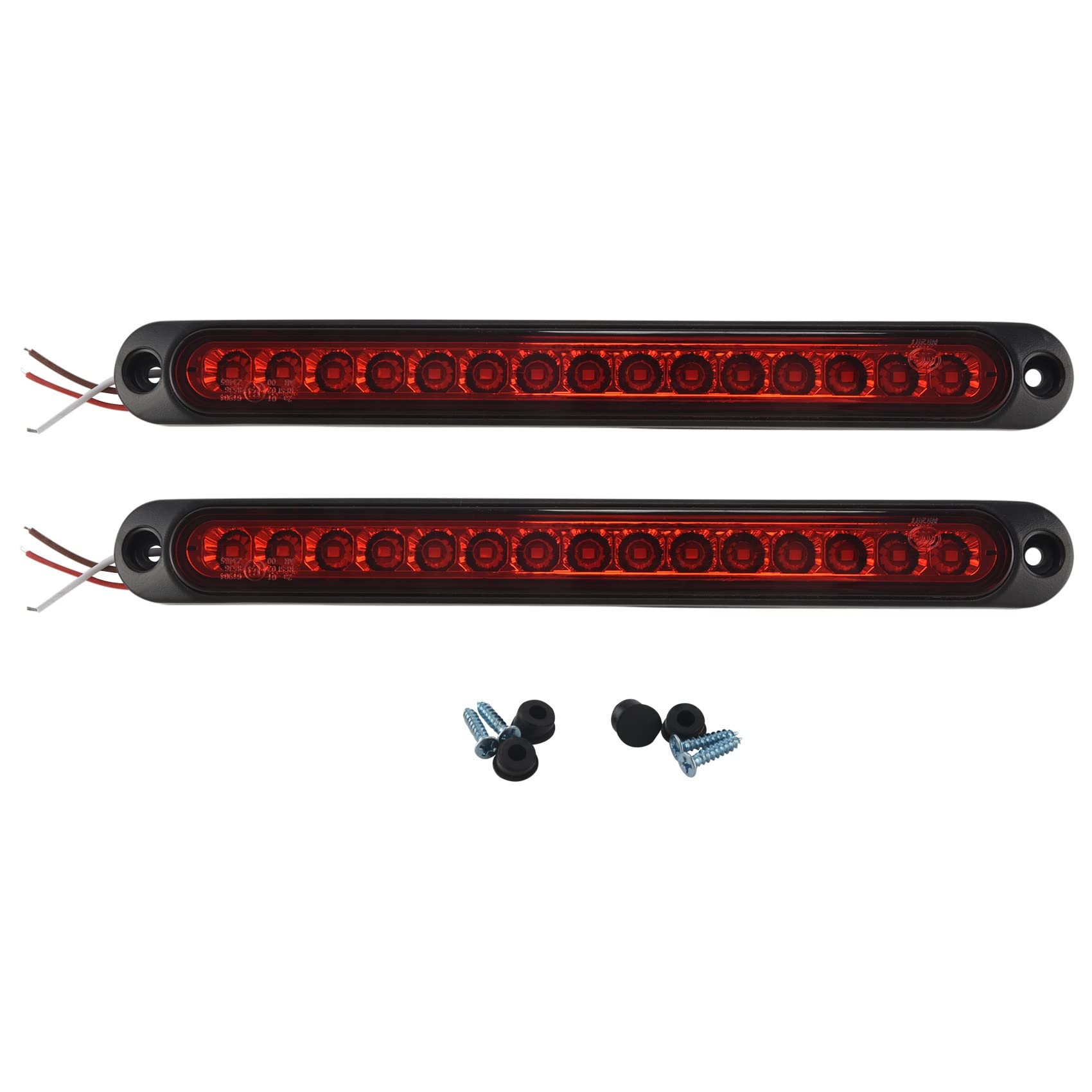 Sessleger 2 Stück Serien 25,4 cm 15 LED Anhänger Licht Stop Drehen Rücklicht Dritte Bremsleiste für schwere Boote LKW rot von Sessleger