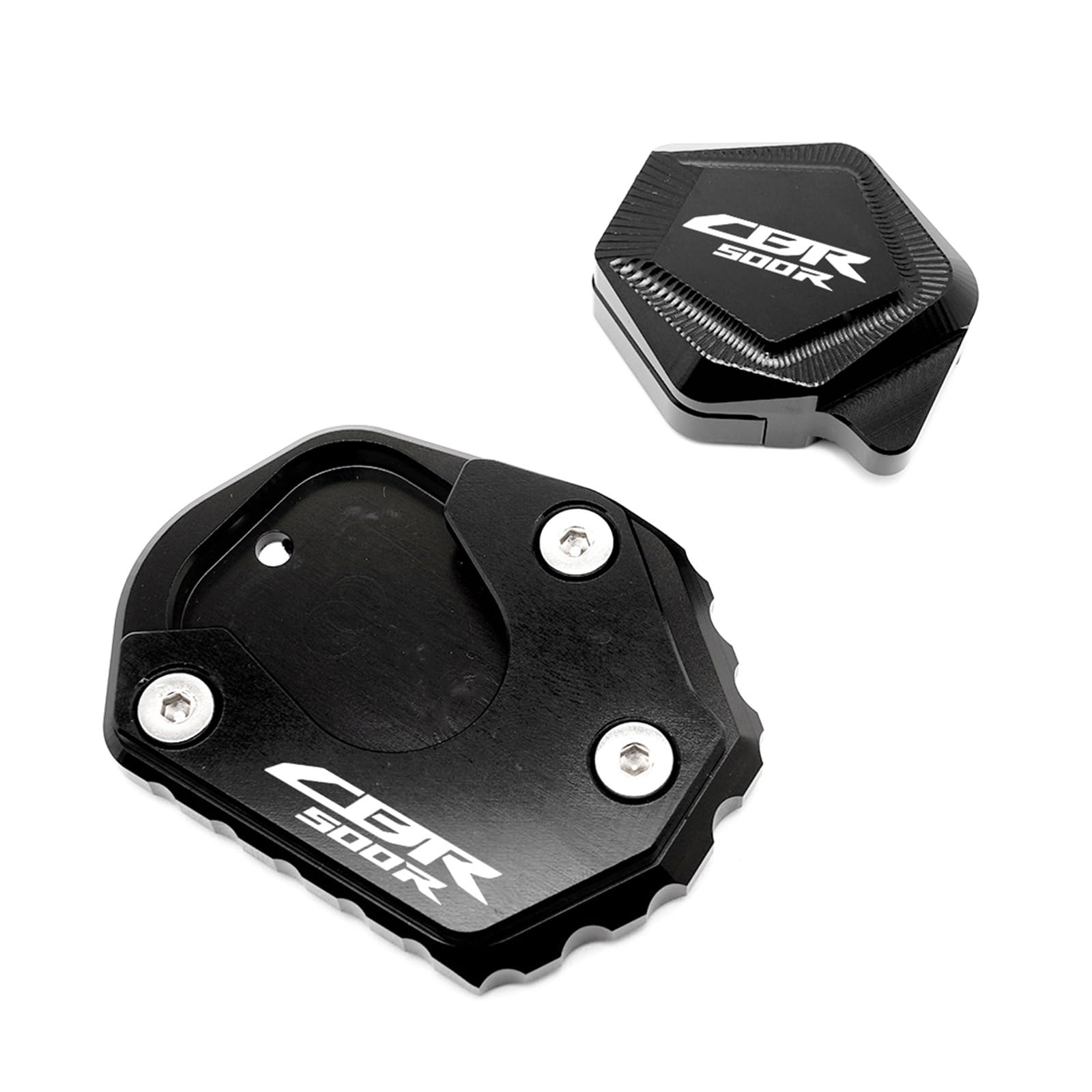 FÜR Hon@&da CBR500R 2013 2021 2020 Motorrad CNC Zubehör Ständer Ständer Verlängerung Vergrößerer Pad Seite Hilfs Halterung(1 Set Black) von Seulomo