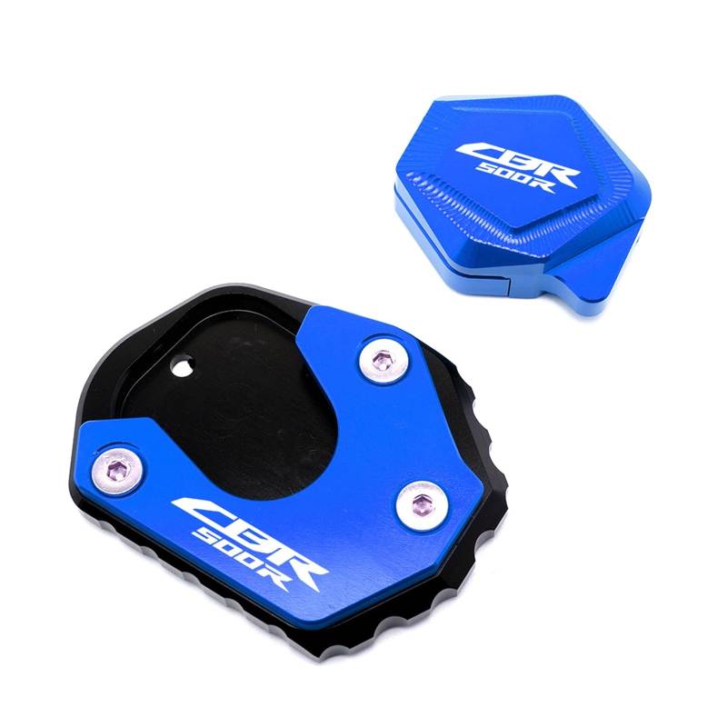 FÜR Hon@&da CBR500R 2013 2021 2020 Motorrad CNC Zubehör Ständer Ständer Verlängerung Vergrößerer Pad Seite Hilfs Halterung(1 Set Blue) von Seulomo