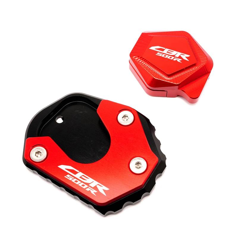 FÜR Hon@&da CBR500R 2013 2021 2020 Motorrad CNC Zubehör Ständer Ständer Verlängerung Vergrößerer Pad Seite Hilfs Halterung(1 Set Red) von Seulomo