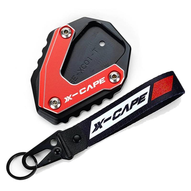 Seulomo Für Moto Morini X-Cape 650 650X 2022 2023 Motorradzubehör Schlüsselanhänger CNC Seitenständer Fußvergrößerer Kickstand Pad(A Set-Red red) von Seulomo