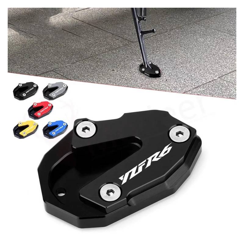 Seulomo Für YA-MAHA YZFR6 YZF R6 2013-2017 2018 2019 2020 2021 2022 Motorrad CNC Kickstand Fuß Seitenständer Vergrößern Verlängerungsplattenpolster(4) von Seulomo