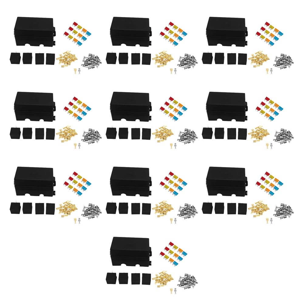 Sevenvtwo 10X 12 Way Blade Sicherungshalter Box mit Flachstecker und Sicherung 40PCS 4Pin 12V 80A Relais für Auto-Anhänger und Boot von Sevenvtwo