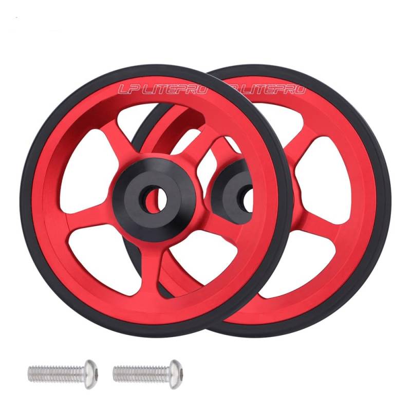 2pcs Faltrad 60mm Easy Wheel für Brompton Easywheel Aluminiumlegierung (rot) von Sgxbos