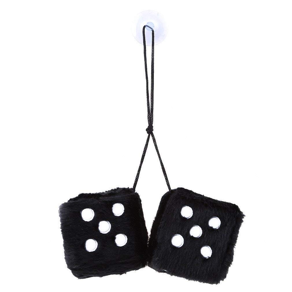 Würfel Auto Hängend,1 Paar Retro Car Hanging Furry Dice Spiegel Hängende Fuzzy Plüsch Würfel mit Punkten für Auto Innenraum Ornament Dekoration Schwarz und Weiß 7,5CM von Shanbye