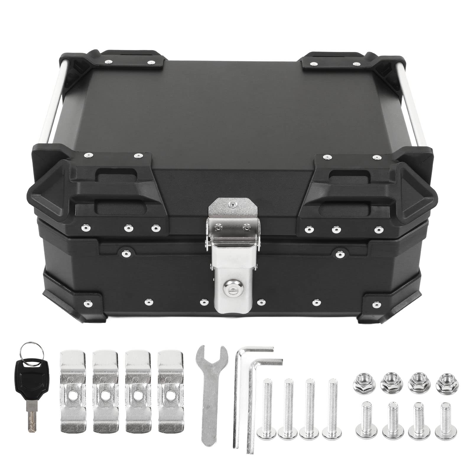 Motorrad-Topcase, 28 L Fassungsvermögen, Praktische Motorrad-Aufbewahrungsbox, Aluminiumlegierung Motorrad Heckbox Reisen Motorradkoffer mit Sicherheitsschloss Wasserdicht für Modifikationen (Schwarz) von Shanrya