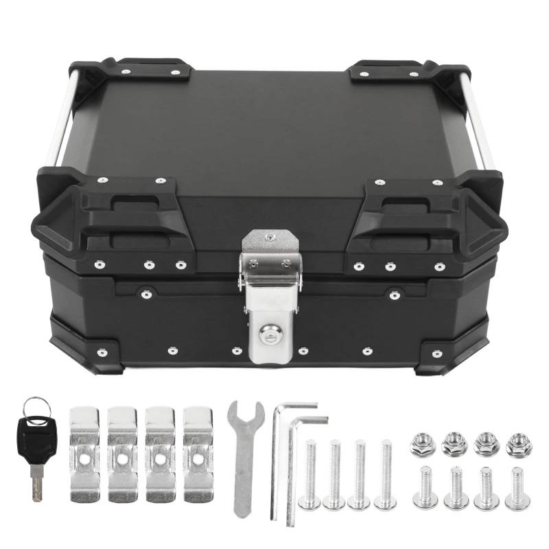 Motorrad-Topcase, 28 L Fassungsvermögen, Praktische Motorrad-Aufbewahrungsbox, Aluminiumlegierung Motorrad Heckbox Reisen Motorradkoffer mit Sicherheitsschloss Wasserdicht für Modifikationen (Schwarz) von Shanrya