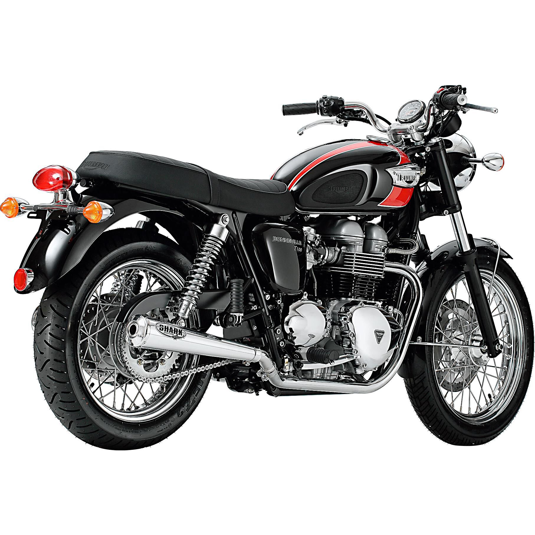 Shark exhaust Retro Auspuffpaar für Triumph Bonneville 2009-2015 poliert von Shark exhaust