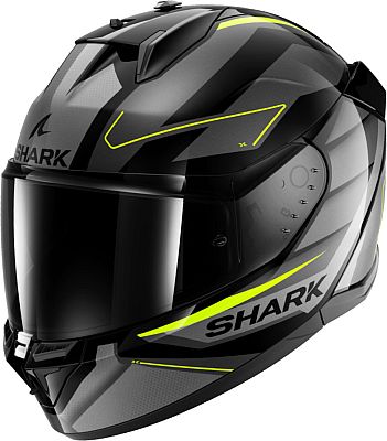 Shark D-Skwal 3 Sizler, Integralhelm - Grau/Schwarz/Neon-Gelb - M von Shark