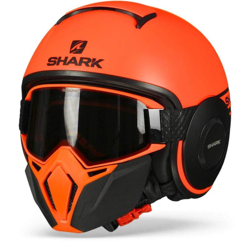 SHARK Motorradhelm STREET DRAK NEON SERIE MAT OKK, Orange, S von SHARK