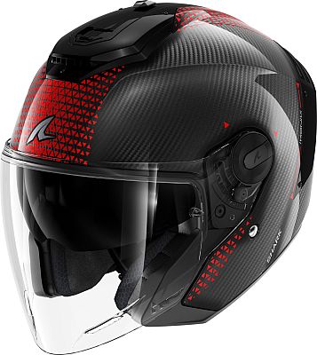 Shark RS Jet Carbon Ikonik, Jethelm - Schwarz/Rot - M von Shark