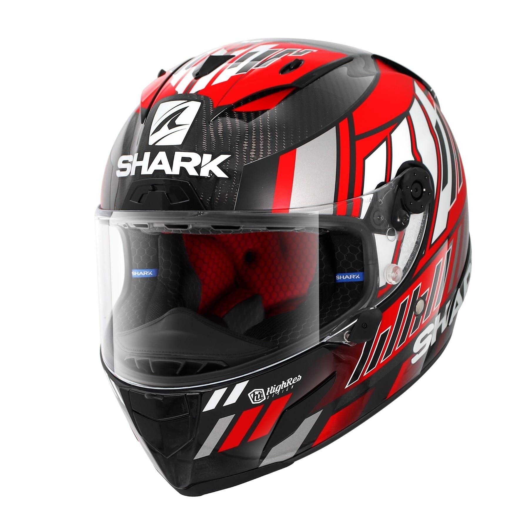 Shark Race-R Pro Carbon Replica Zarco Speedblock Helm (White/Red,M (57/58)) von SHARK