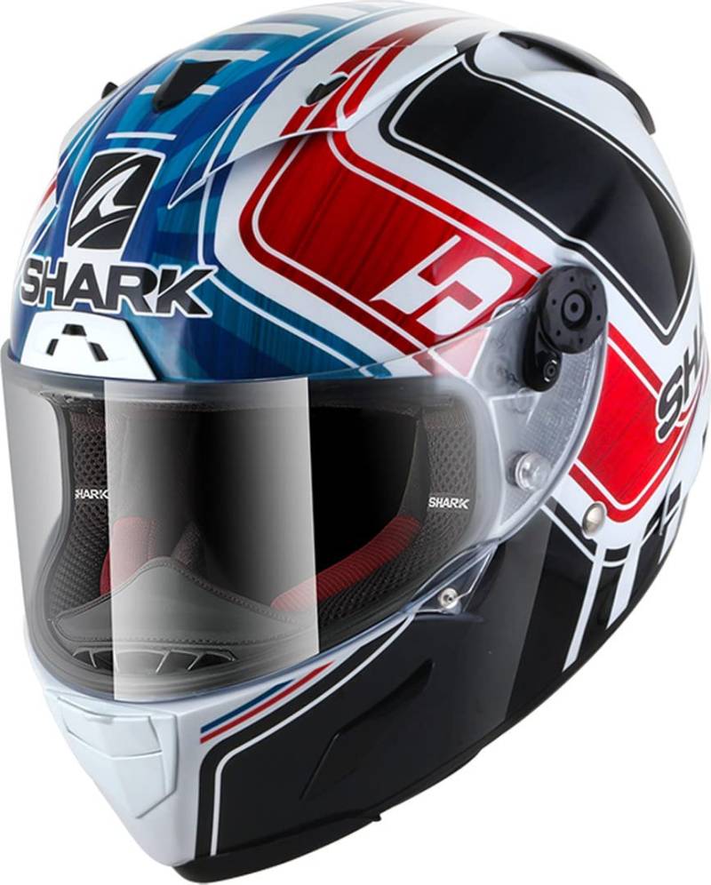 SHARK Herren NC Motorrad Helm, Weiss/Blau/Rot, XS von SHARK