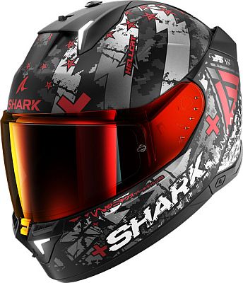 Shark Skwal i3 Hellcat, Integralhelm - Matt Schwarz/Silber/Rot - XL von Shark