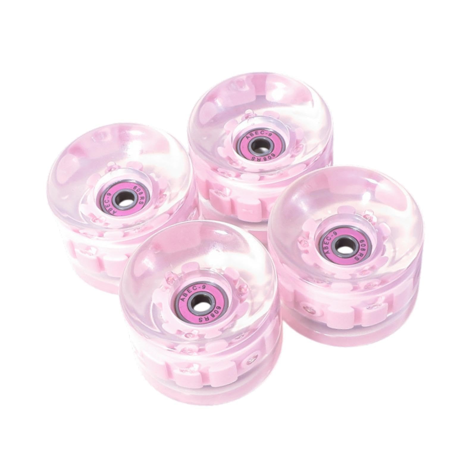 Sharplace 4 Stück Skateboardräder leuchten glatt mit Lager Reparaturteilen Hoch elastische PU 65mm 78A Ersatz LED Cruiser Räder, Rosa von Sharplace