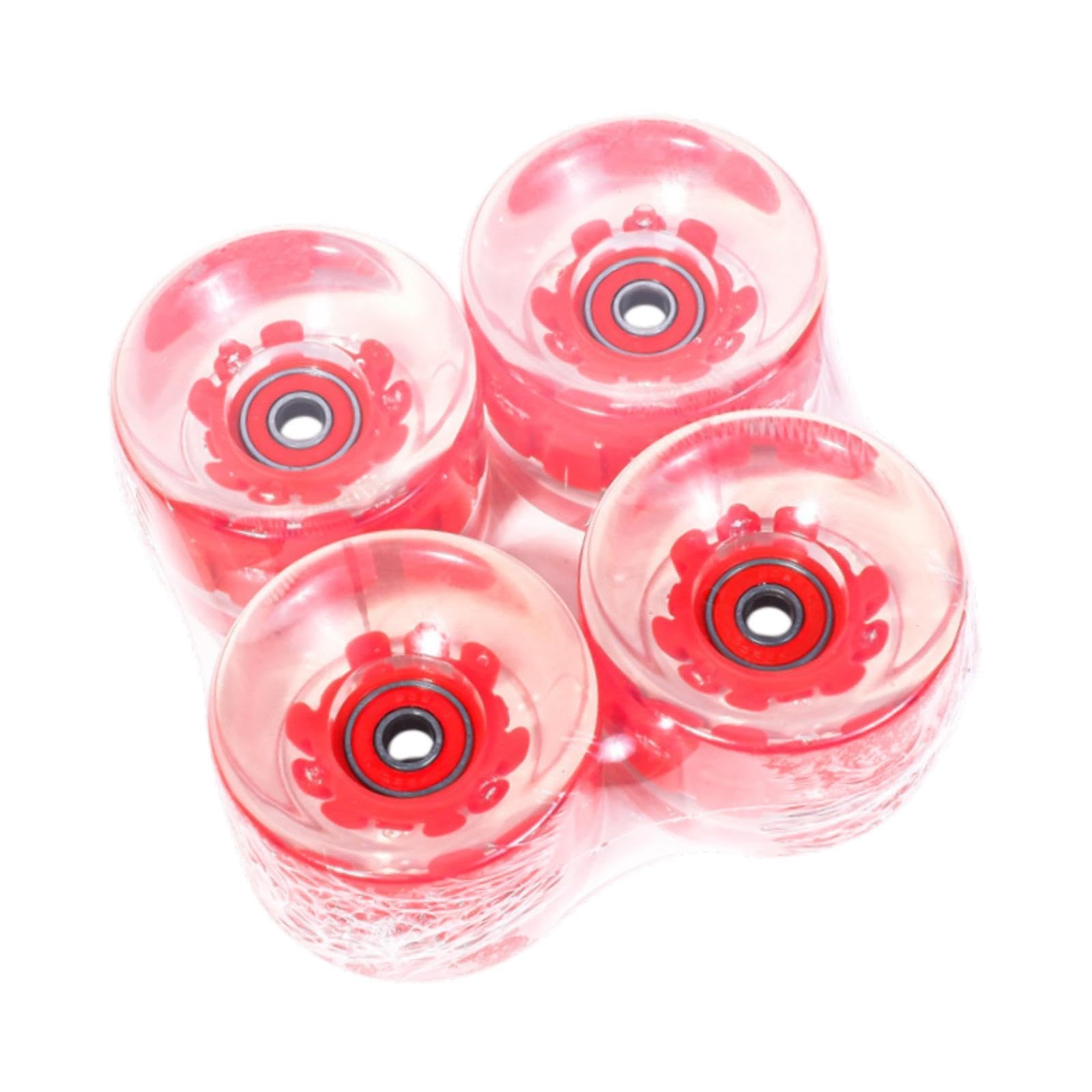 Sharplace 4 Stück Skateboardräder leuchten glatt mit Lager Reparaturteilen Hoch elastische PU 65mm 78A Ersatz LED Cruiser Räder, Rot von Sharplace