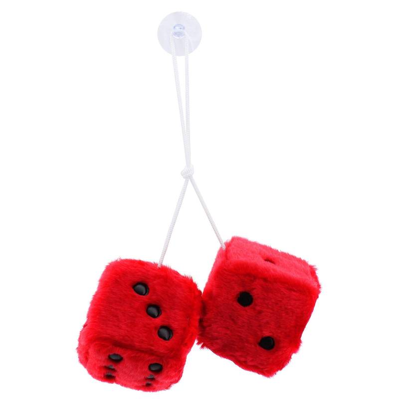 ShawFly Car Hanging Furry Dice, Paar hängende Paare Auto Anhänger mit Punkten für Auto Innenschmuck Dekoration, Innenwand, Kühlschrank Oberfläche ， Mehrere Farben zur Auswahl (Rot) von ShawFly