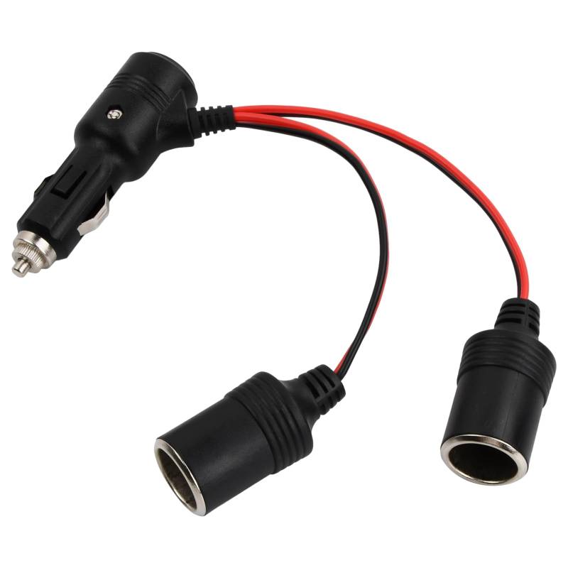 12V/24V Auto Motorrad Zigarettenanzünder Stecker, 2-Fach KFZ Auto Zigarettenanzünder Verteiler Stecker mit Kontrollleuchte, Auto Buchse Adapter Splitter, Verlängerungskabel Zigarettenanzünder von Shengxi