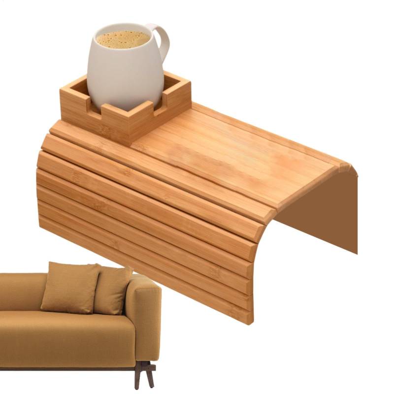 Couch Cup Halter, Couch Arm Tably | Holzarmlehre für Couch - Clip auf den Seitentisch, EIN Schlupftrink-Untersetzer für Getränke, Handy und Snacks von Shenrongtong