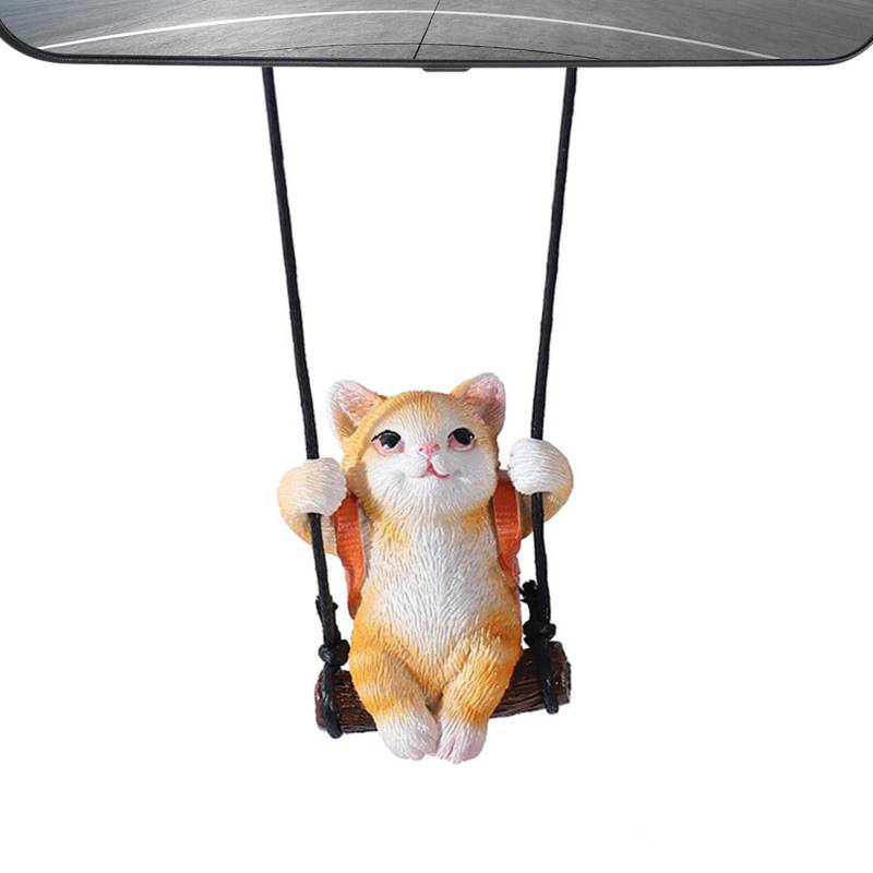 Katzenschaukel Auto Ornament Niedliche Katze Figur Auto Schaukel Ornament Auto Innenspiegel Anhänger Rückspiegel Zubehör Shenrongtong von Shenrongtong