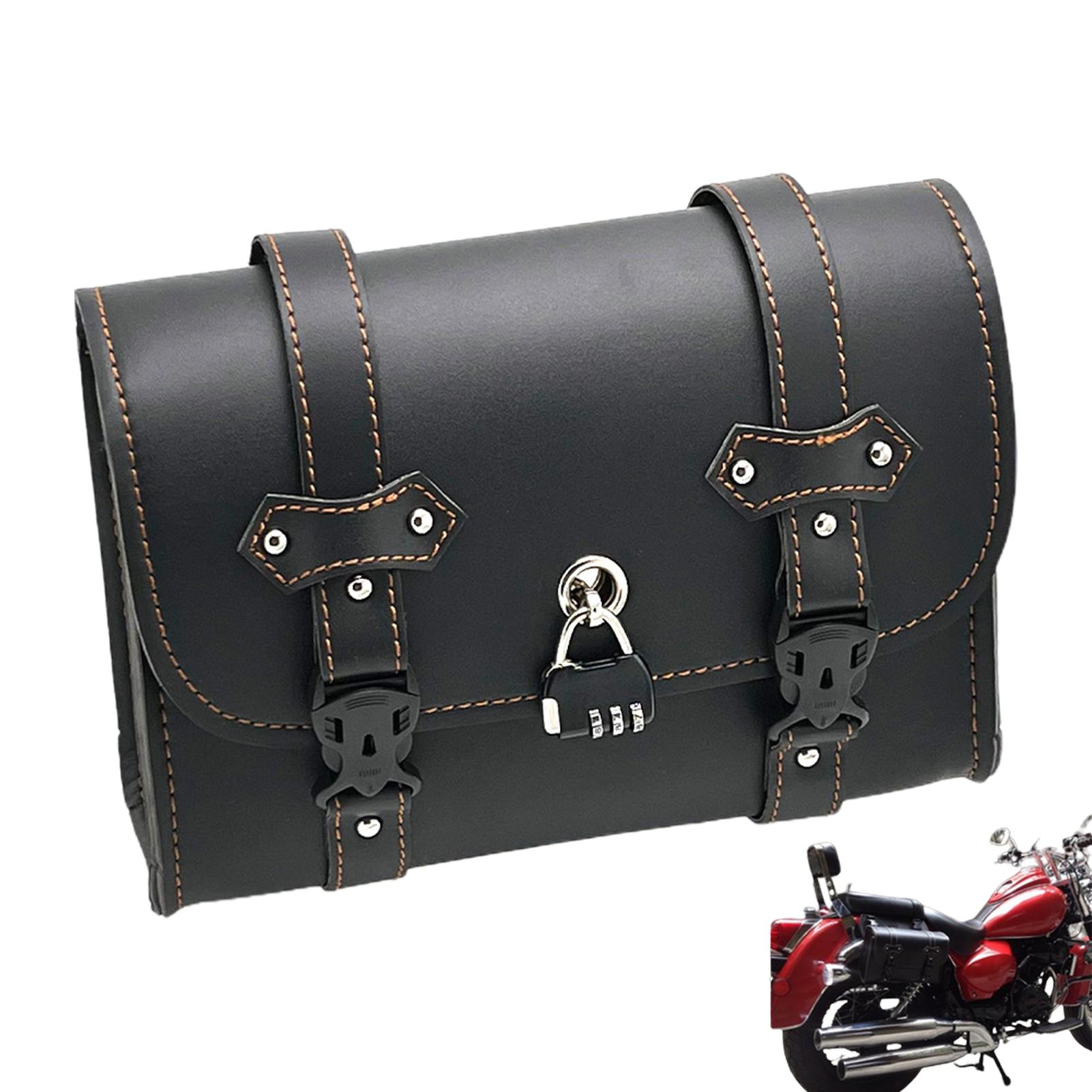 Vorderradgabel Tasche für Motorrad Retro Motorrad Satteltasche Lenker Werkzeugtasche Wasserdicht 2 Riemen Gabeltasche PU Leder für Pendler von Shenrongtong