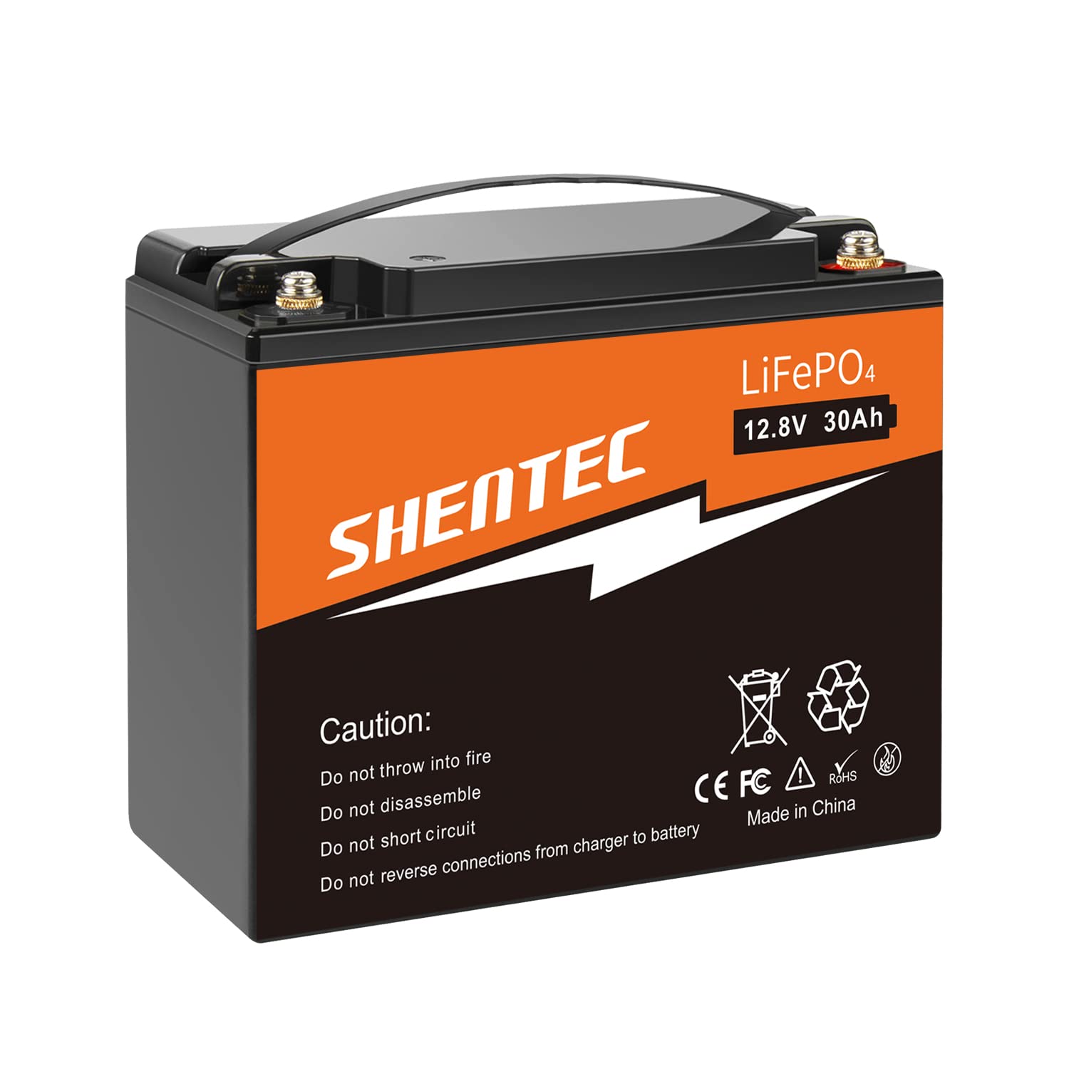 Shentec LiFePO4 Akku 12V 30Ah Lithiumbatterie wiederaufladbar mit über 3000 Mal Tiefzyklus und BMS-Schutz für Signalanlagen, Rollstuhl, Solaranlage, Marine, Wohnmobil von Shentec