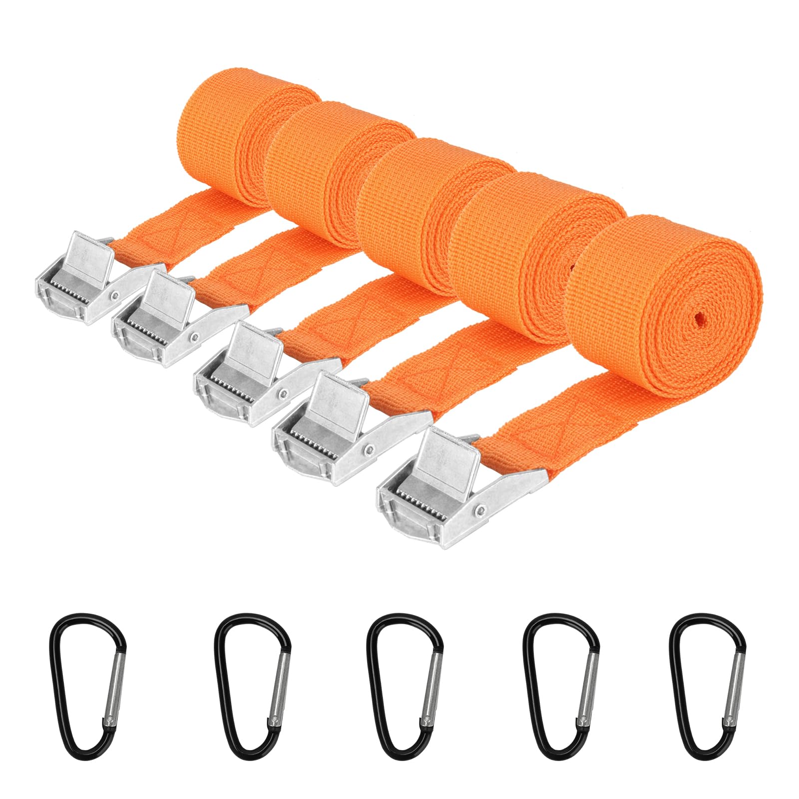 Spanngurt Befestigungsgurt,5 Stück 25mm×1.5m Spanngurte Zurrgurt kurz mit 5 Stück Karabinerhaken,Zurrgurte mit Ratsche Verstellbare für Auto Fahrrad Motorrad Gepäck Camping (orange) von Sheryl&Rain