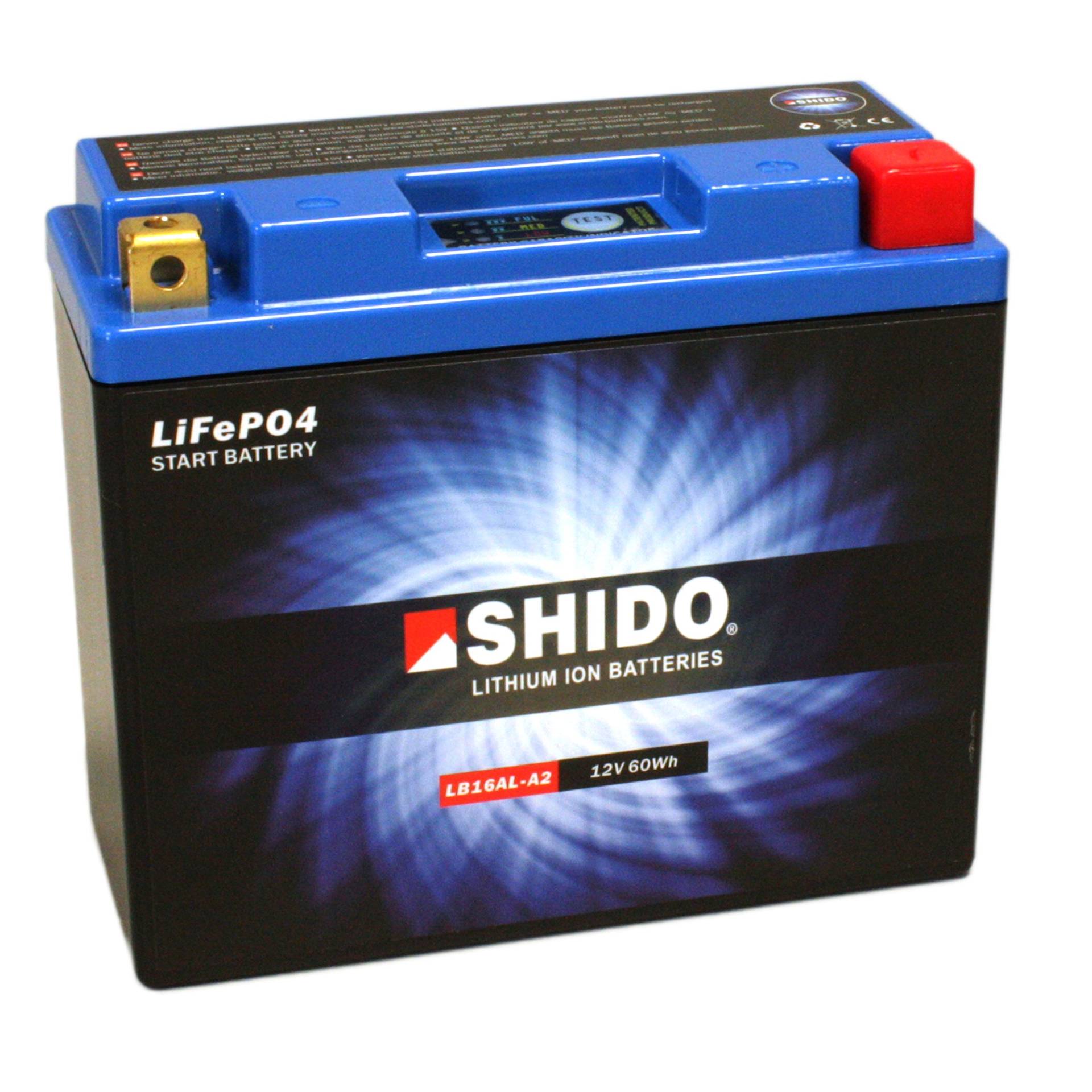 Batterie Shido Lithium LB16AL-A2 / YB16AL-A2, 12V/16AH (Maße: 207x72x164) für Yamaha V-MAX 1200 Baujahr 1999 von Shido