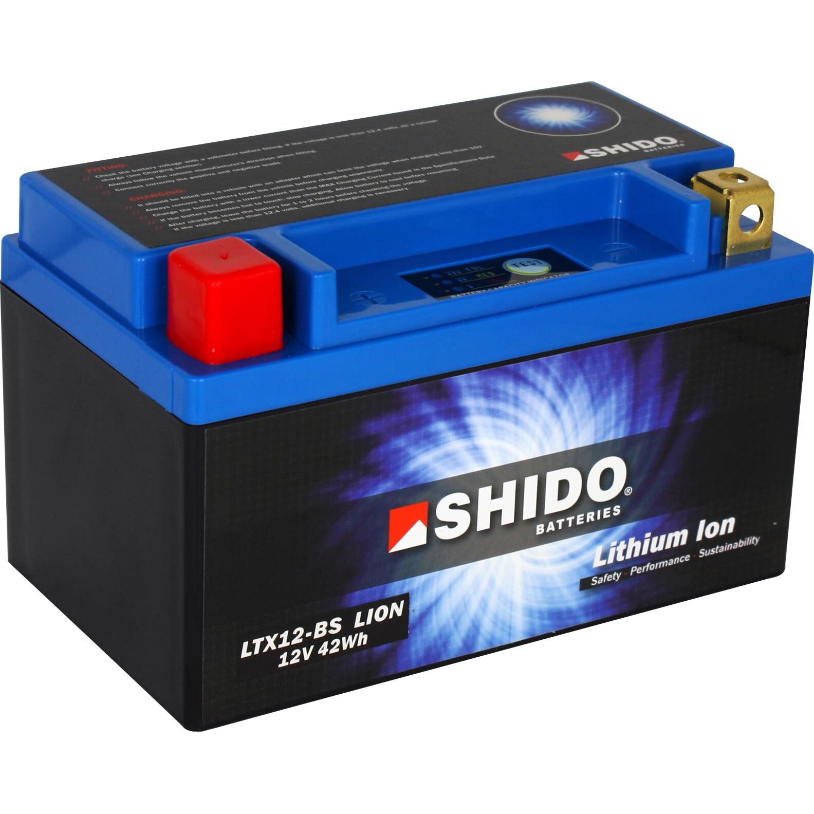 Shido Lithium Batterie LTX12-BS, 12V, 4Ah (YTX12-BS/YTX12L-BS) von Shido