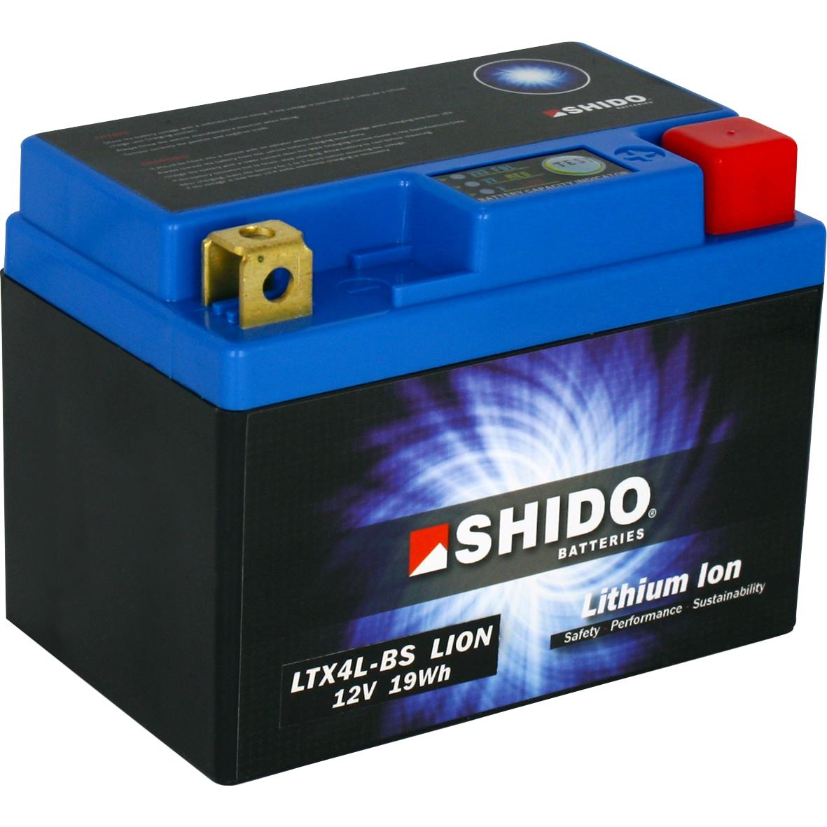 Shido Lithium Batterie LTX4L-BS, 12V, 1,6Ah (YTX4L-BS/YT4L-BS) von Shido