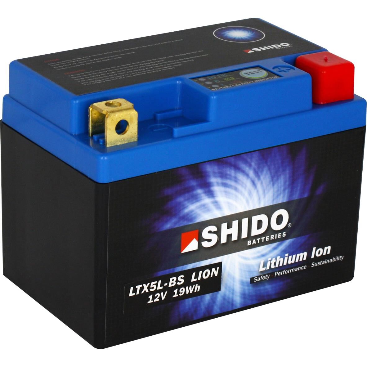 Shido Lithium Batterie LTX5L-BS, 12V, 1,6Ah (YTX5L-BS) von Shido