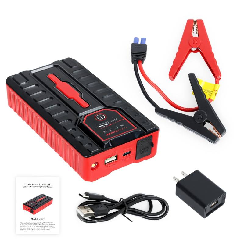 Shienfir Starthilfe Powerbank, 49800mAh 12V UltraSafe Starthilfe Powerbank, Tragbares USB-Ladegerät, Starthilfekabel Auto Batterie Booster für bis zu 6,0L Benzin und 3,0L Dieselmotoren Rot von Shienfir