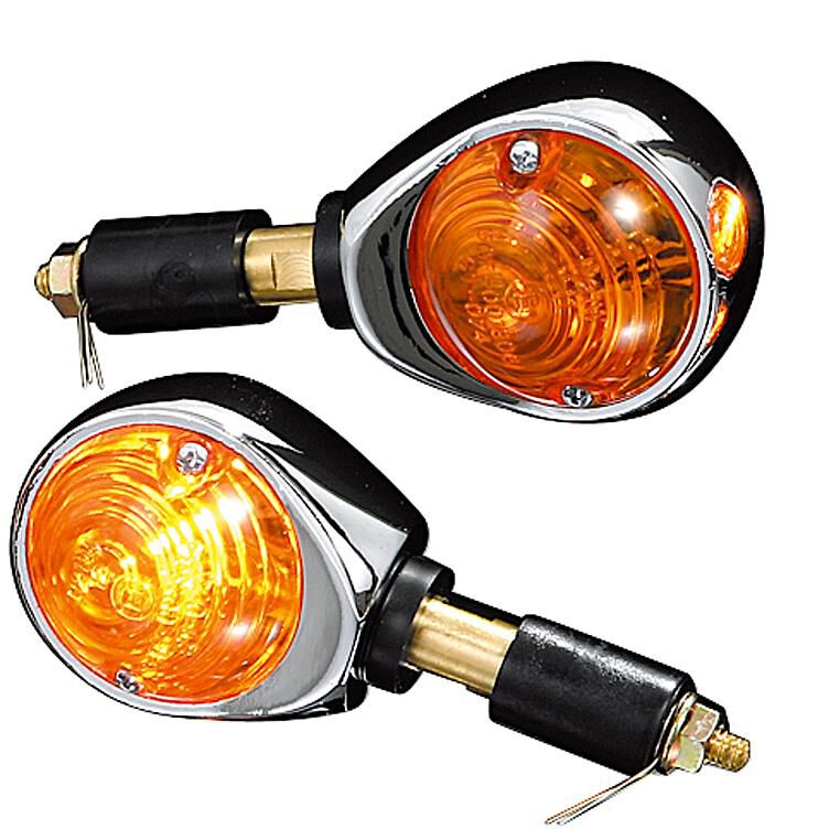 Shin Yo Lenkerendenblinkerpaar Ochsenauge 12V/H21 chrom, gelb von Shin Yo