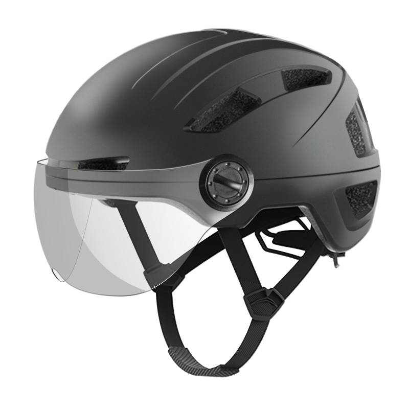 Fahrradhelm Herren, Damen Helm mit Magnetischem Visier Abnehmbarer Sonnenschutzkappe und Größenversteller, Schwarz Helm für E-Bike, Mountainbike & Citybike (L-Schutzbrille) von Shineled