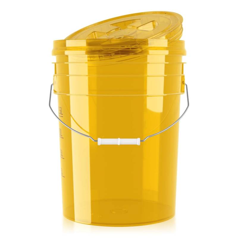 PERFORMANCE BUCKET Wascheimer für die Auto Handwäsche inkl. Deckel (clear gold) | 5GAL/19L - kompatibel: Detail Guardz - Dirt Lock & Scrub Wall, Dirt Trap Schmutzsieb & Gamma Lid | chemicalworkz von Shiny Freaks