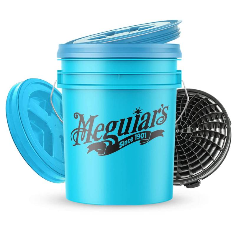 Wascheimerset: Meguiar's Hybrid Ceramic Wascheimer blau + The Detail Guardz Dirt Lock Schmutzsieb (schwarz) + MaxShine Cross Bucket Wascheimerdeckel Deckel (blau) von Shiny Freaks