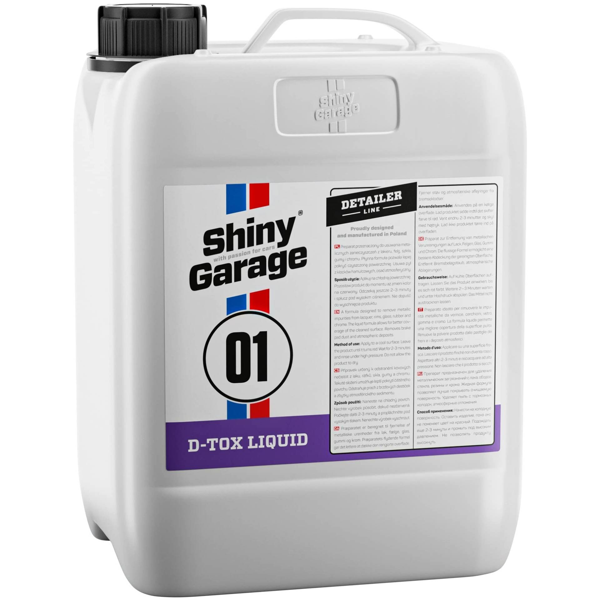 Shiny Garage Flugrostentferner Auto “D-Tox Liquid” 5 Liter - Für leichte Verschmutzungen - Rostentferner Auto - Rost Entfernen - Felgenpflege - Flugrost Entferner Für Auto von Shiny Garage with passion for cars