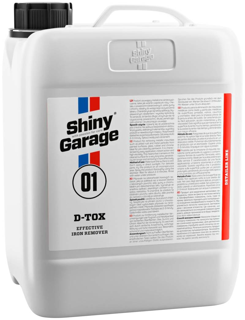 Shiny Garage D-Tox Rust Remover Car 5L – Entferner für schwere Flecken – Auto-Entferner – Rostumwandlungsspray – Rostentfernung – Reinigungsmittel für Leichtmetallräder von Shiny Garage