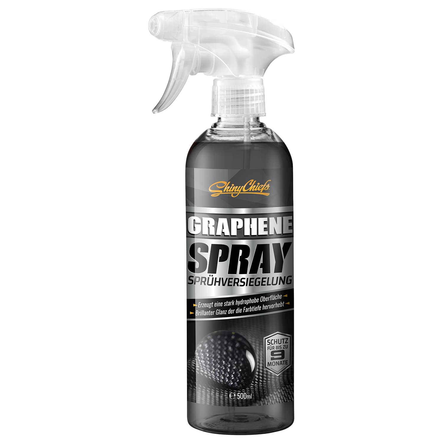 ShinyChiefs Graphene Spray - Innovative Autolack Sprühversiegelung mit Graphene Harzen - Langanhaltender Schutz von Wachs und Versiegelung - hydrophober Schutz mit Hochglanz-Effekt, 500ml von ShinyChiefs