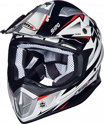 Shiro MX-912 Thunder, Motocrosshelm - Schwarz/Weiß/Rot - XS von Shiro