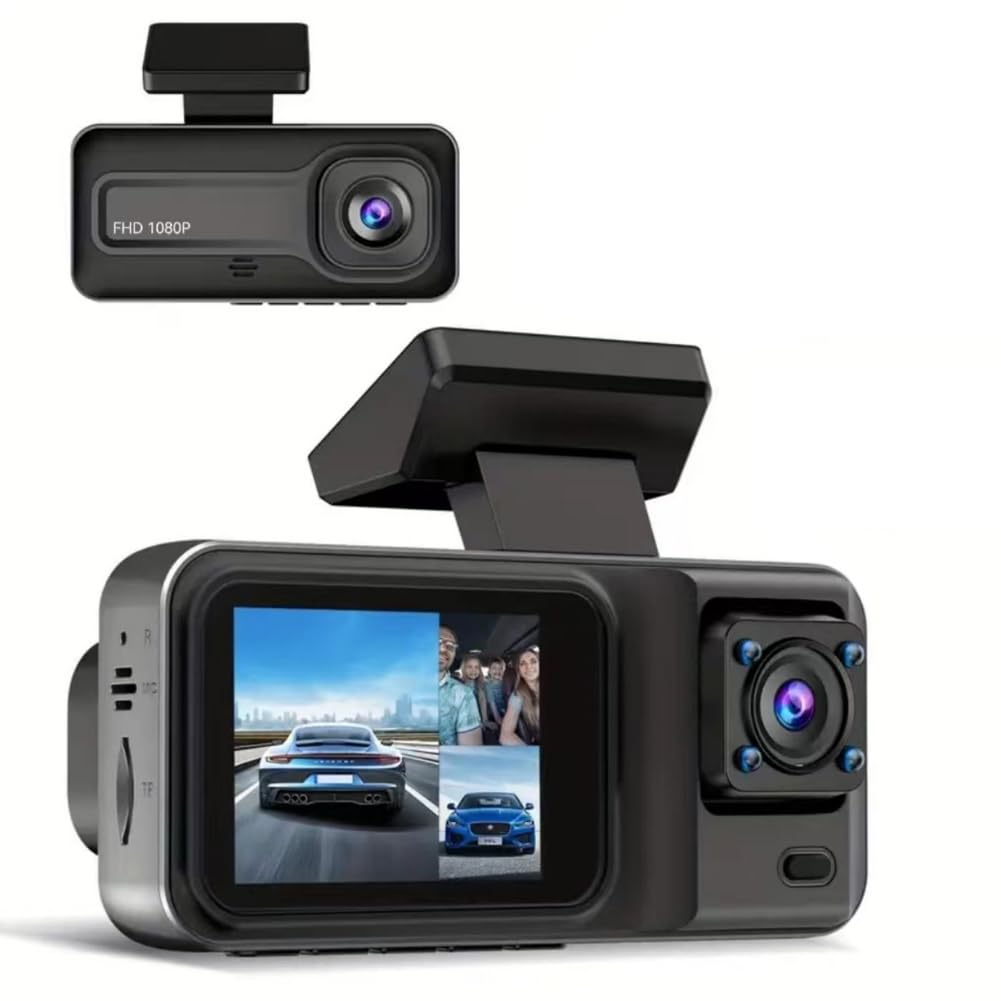 Shkalacar 1080P DVR Dash Cam, Fahrrekorder mit Front- und Innenkamera, 2 Zoll IPS Bildschirm, 170° Weitwinkelunterstützung, Klare Nachtsicht, Kollisionsverriegelung, Loop-Aufnahme von Shkalacar