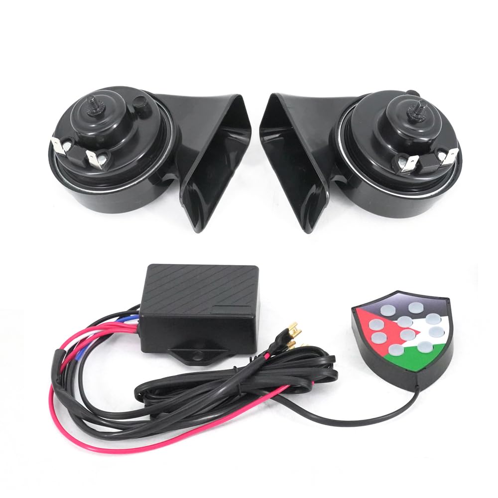 Shkalacar 12V 10 Sound Auto Horn Ersatz Kit, 125-130dB laut Electric Air Horn Zug Horn, Elektrische Schneckenlufthorn für LKW Auto Boot Motorrad Fahrrad von Shkalacar